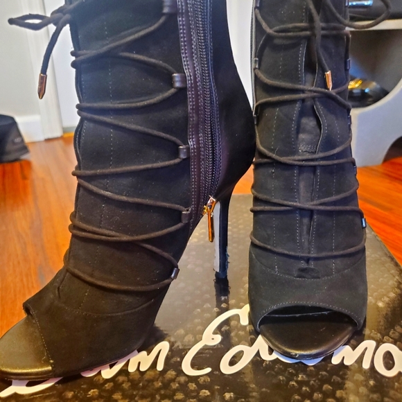 Sam Edelman Suede&Leather Strappy Boot-Heel 7.5 - Picture 2 of 9